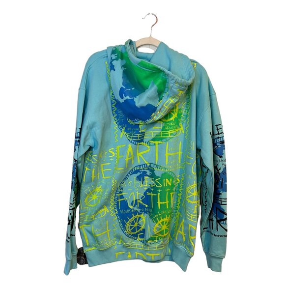 Snowmilk Steetwear Teal Hoodie Painted w/Original Snowmilk Design - Picture 2 of 8